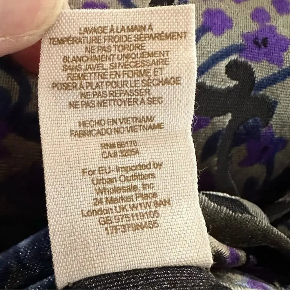 Urban Outfitters Burnout Velvet Purple Mini Dress Blue Gray Goth Stretchy